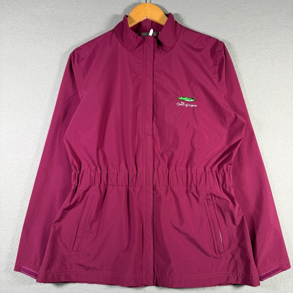 FootJoy HydroLite Golf Rain Jacket Womens Medium Pink Coeur dAlene Resort Logo